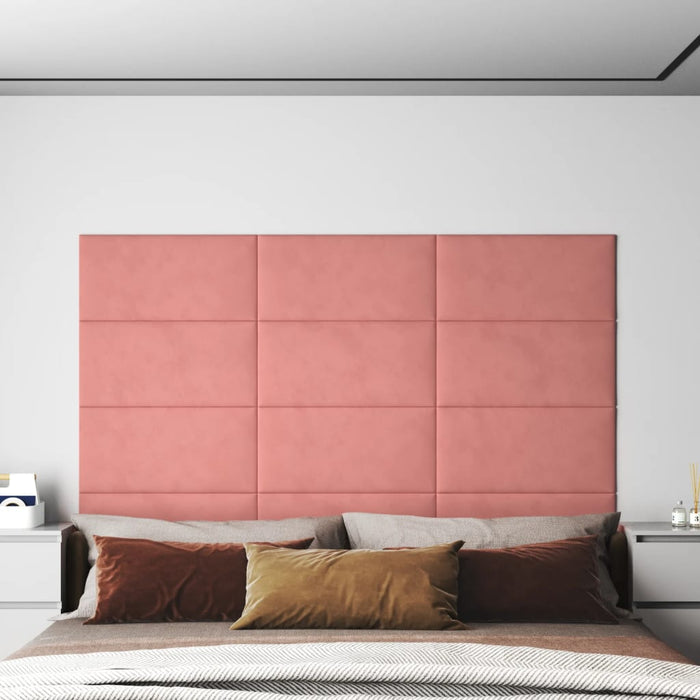 Pannelli Murali 12 pz Rosa 60x30 cm in Velluto 2,16 m² 343866