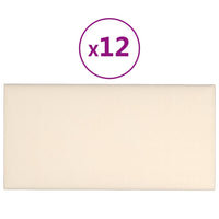 Pannelli Murali 12 pz Crema 60x30 cm Velluto 2,16 m² 343871