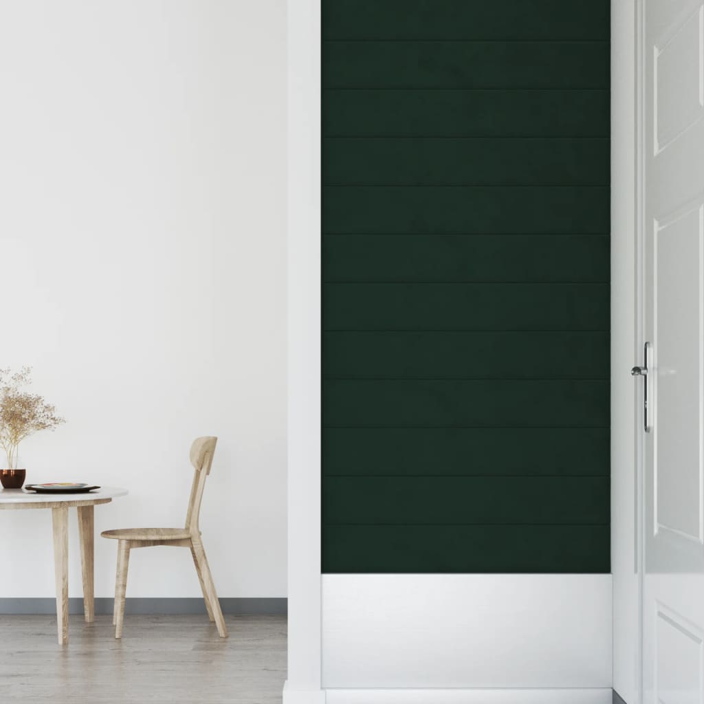 Pannelli Murali 12 pz Verde Scuro 90x15 cm Velluto 1,62 m² 343893