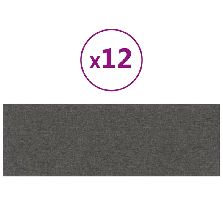 Pannelli Murali 12 pz Grigio Scuro 90x30 cm Tessuto 3,24 m² 343902