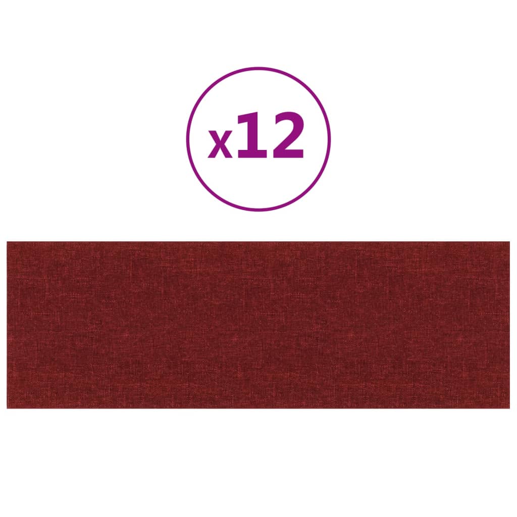 Pannelli Murali 12 pz Rosso Vino 90x30 cm in Tessuto 3,24 m² 343904