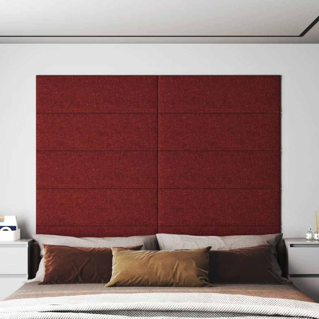 Pannelli Murali 12 pz Rosso Vino 90x30 cm in Tessuto 3,24 m² 343904