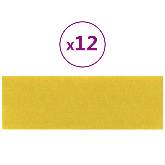 Pannelli Murali 12 pz Giallo chiaro 90x30 cm in Tessuto 3,24 m² 343909