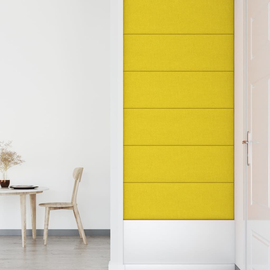 Pannelli Murali 12 pz Giallo chiaro 90x30 cm in Tessuto 3,24 m² 343909