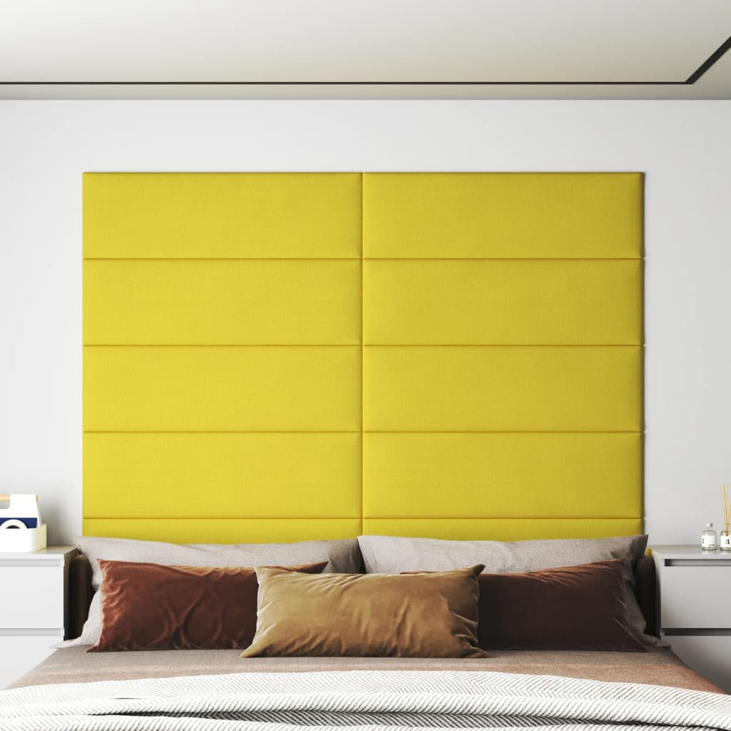 Pannelli Murali 12 pz Giallo chiaro 90x30 cm in Tessuto 3,24 m² 343909