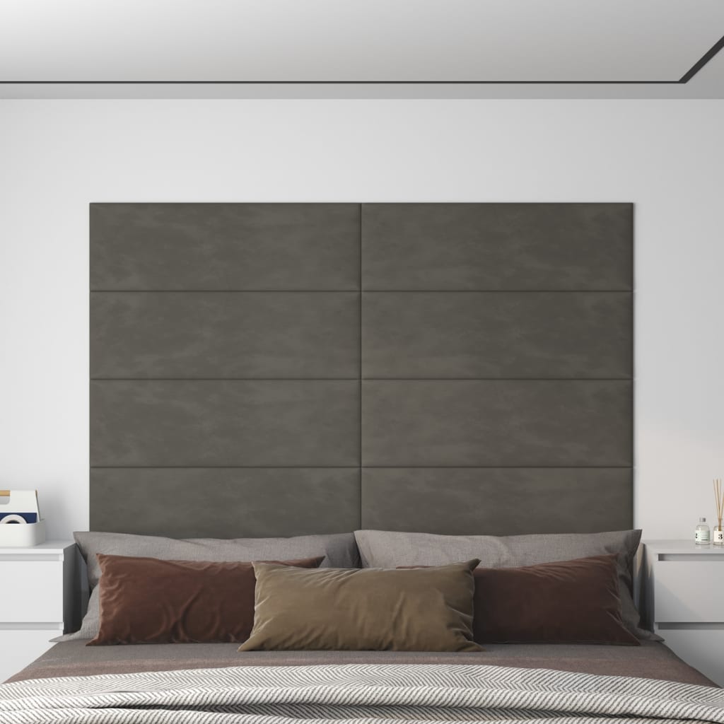 Pannelli Murali 12 pz Grigio Scuro 90x30 cm Velluto 3,24 m²