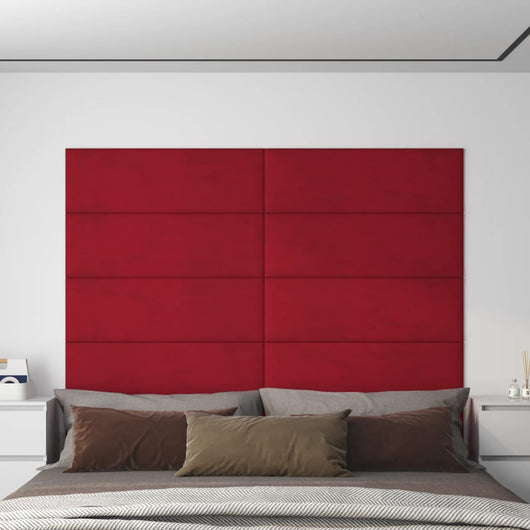 Pannelli Murali 12 pz Rosso Vino 90x30 cm Velluto 3,24 m² cod mxl 27298