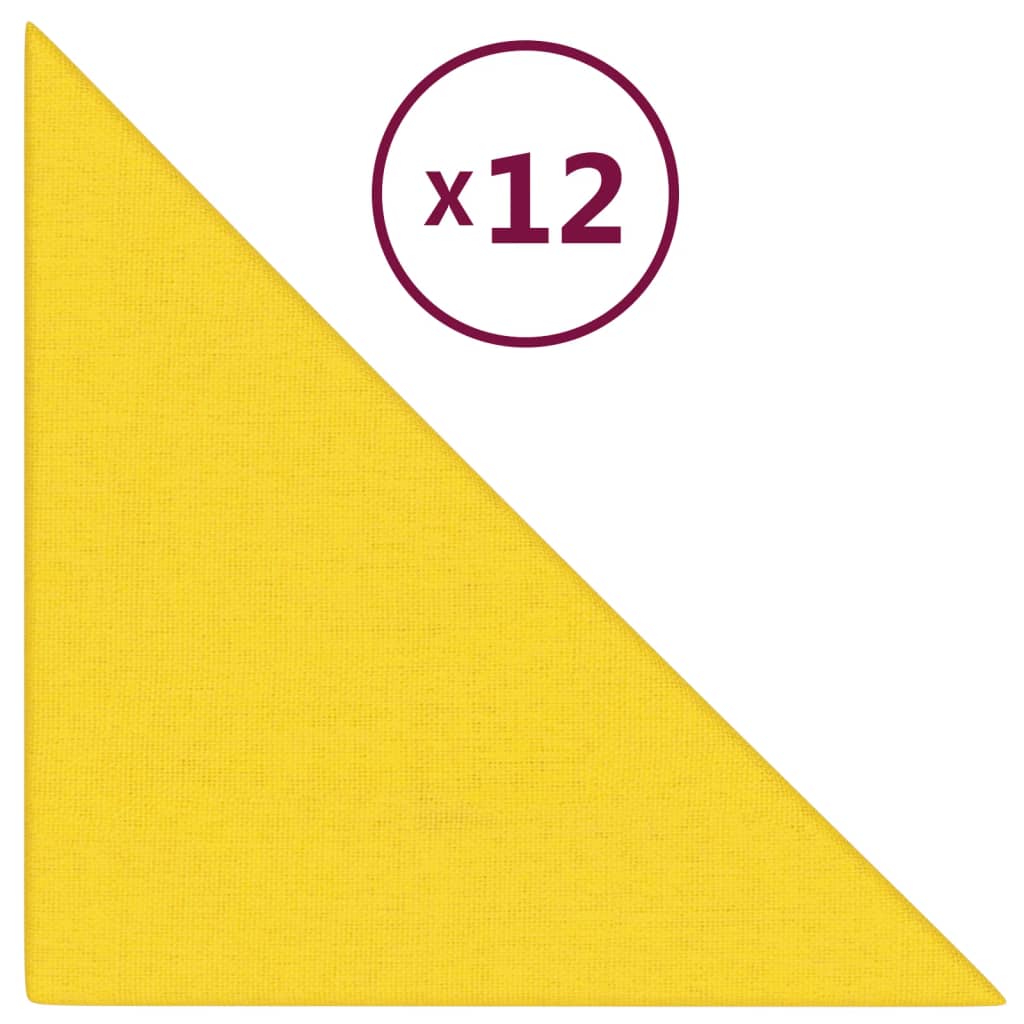 Pannelli Murali 12 pz Giallo chiaro 30x30 cm Tessuto 0,54 m² 343937