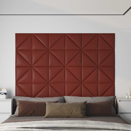 Pannelli Murali 12 pz Rosso Vino 30x30 cm in Similpelle 0,54 m²