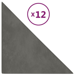 Pannelli Murali 12 pz Grigio Scuro 30x30 cm in Velluto 0,54 m² 343948