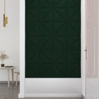 Pannelli Murali 12 pz Verde Scuro 30x30 cm in Velluto 0,54 m² 343949