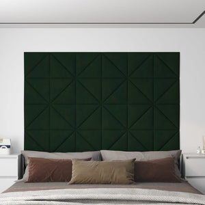 Pannelli Murali 12 pz Verde Scuro 30x30 cm in Velluto 0,54 m² 343949