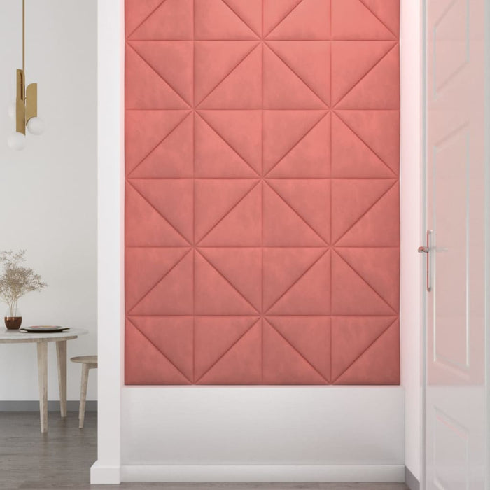 Pannelli Murali 12 pz Rosa 30x30 cm Velluto 0,54 m²