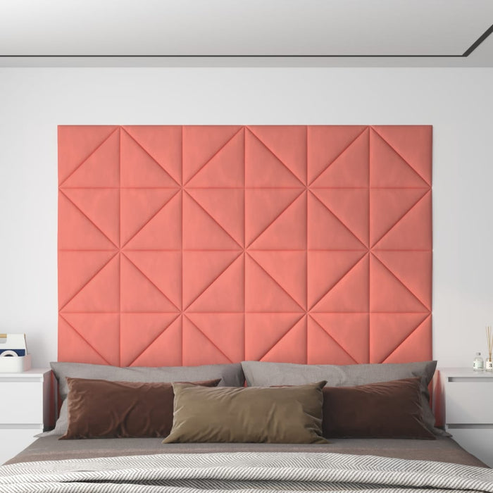 Pannelli Murali 12 pz Rosa 30x30 cm Velluto 0,54 m²