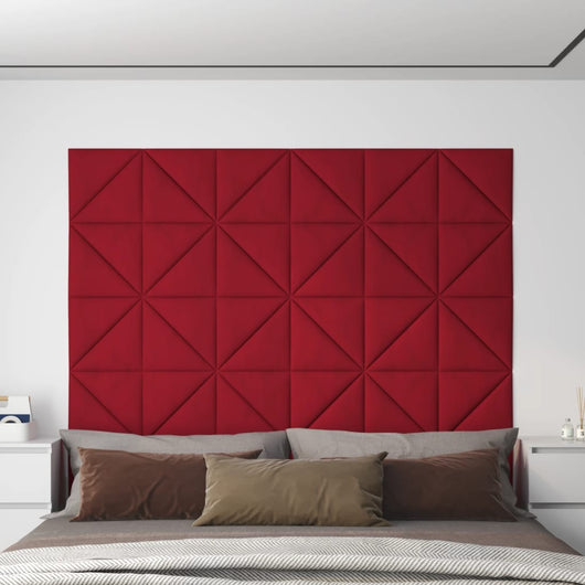 Pannelli Murali 12 pz Rosso Vino 30x30 cm Velluto 0,54 m² cod mxl 25133