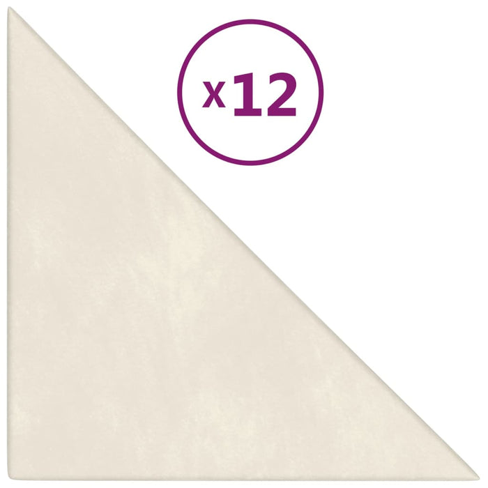 Pannelli Murali 12 pz Crema 30x30 cm Velluto 1,08 m² cod mxl 68689