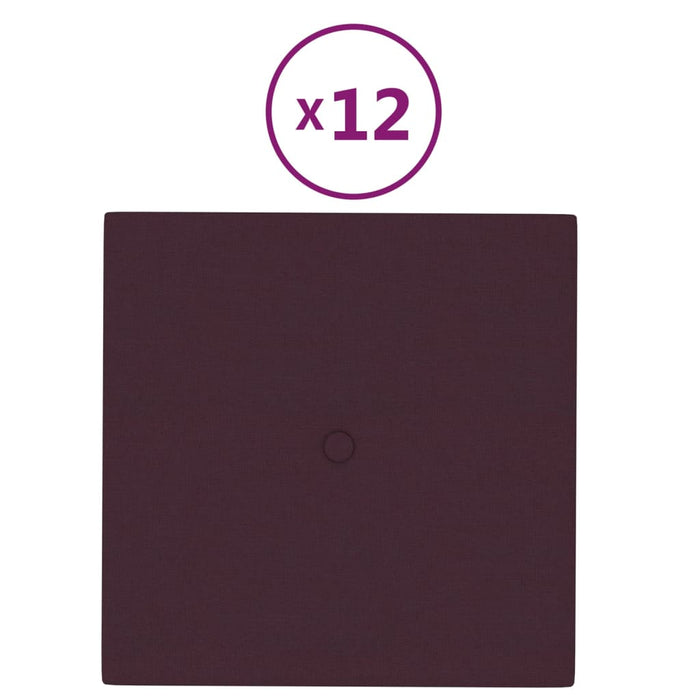 Pannelli Murali 12 pz Viola 30x30 cm in Tessuto 1,08 m²