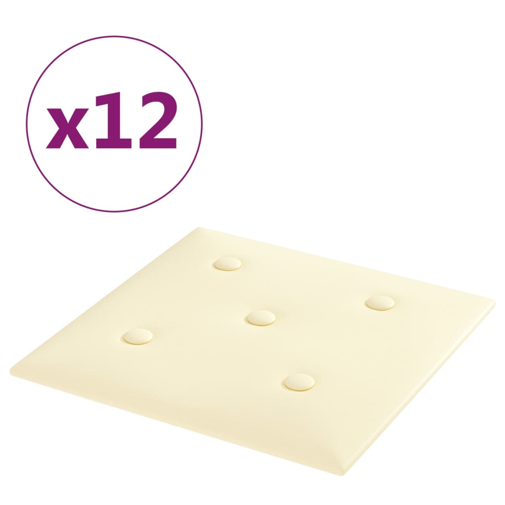 Pannelli Murali 12 pz Crema 30x30 cm Similpelle 1,08 m²