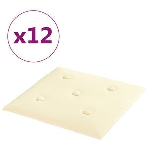 Pannelli Murali 12 pz Crema 30x30 cm Similpelle 1,08 m²