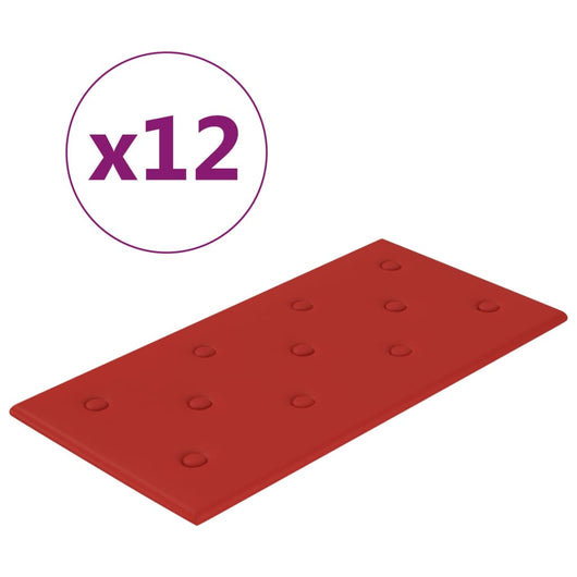 Pannelli Murali 12 pz Rosso Vino 60x30 cm Similpelle 2,16 m²
