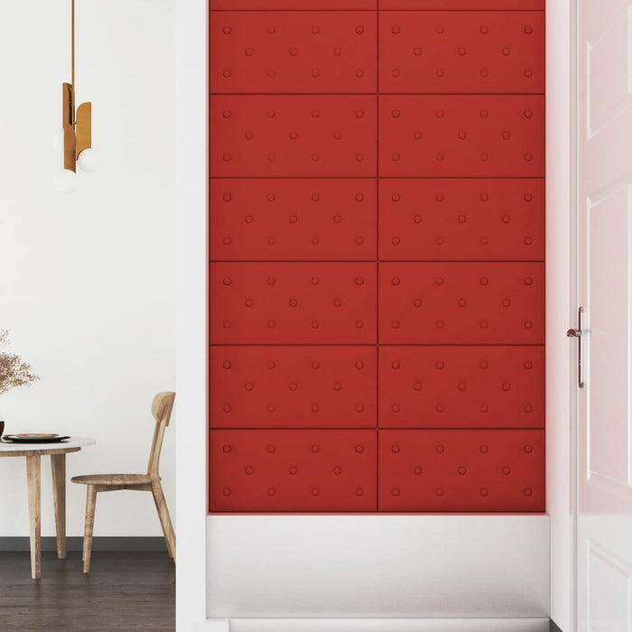 Pannelli Murali 12 pz Rosso Vino 60x30 cm Similpelle 2,16 m²