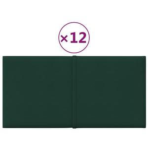 Pannelli Murali 12 pz Verde Scuro 30x15 cm Tessuto 0,54 m² 344014