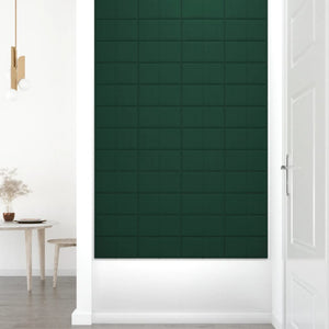 Pannelli Murali 12 pz Verde Scuro 30x15 cm Tessuto 0,54 m² 344014