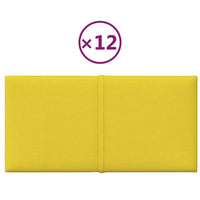 Pannelli Murali 12 pz Giallo chiaro 30x15 cm Tessuto 0,54 m² 344018