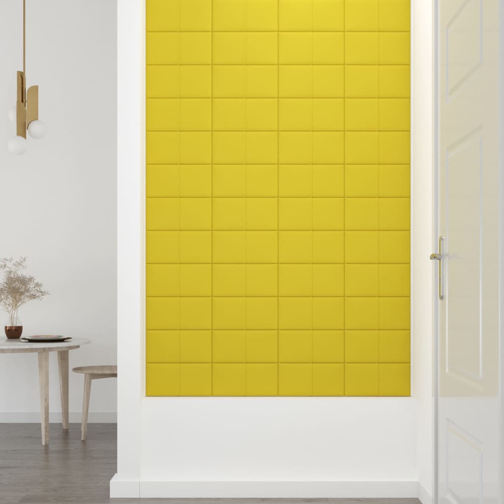 Pannelli Murali 12 pz Giallo chiaro 30x15 cm Tessuto 0,54 m² 344018