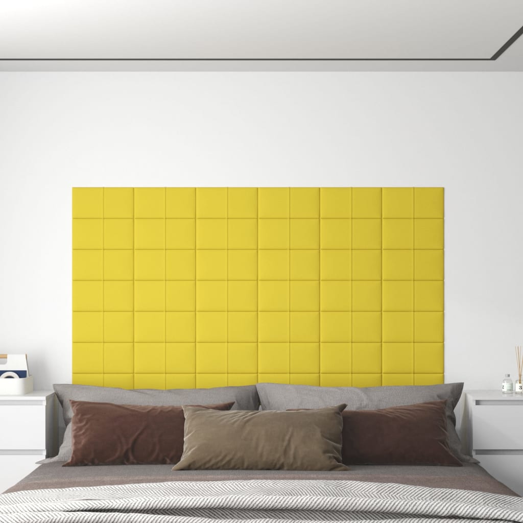 Pannelli Murali 12 pz Giallo chiaro 30x15 cm Tessuto 0,54 m² 344018