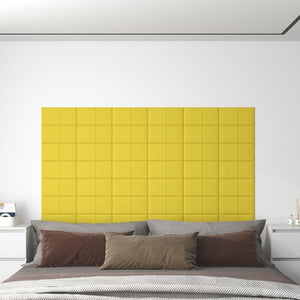 Pannelli Murali 12 pz Giallo chiaro 30x15 cm Tessuto 0,54 m² 344018