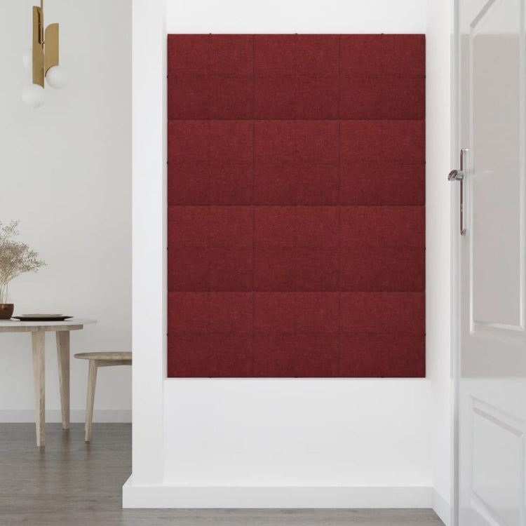 Pannelli Murali 12 pz Rosso Vino 30x30 cm in Tessuto 1,08 m² 344034