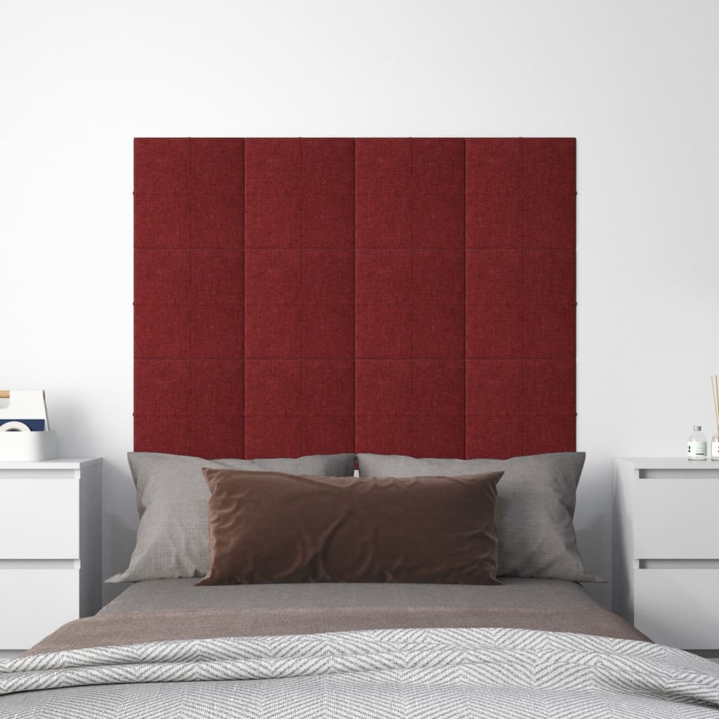 Pannelli Murali 12 pz Rosso Vino 30x30 cm in Tessuto 1,08 m² 344034