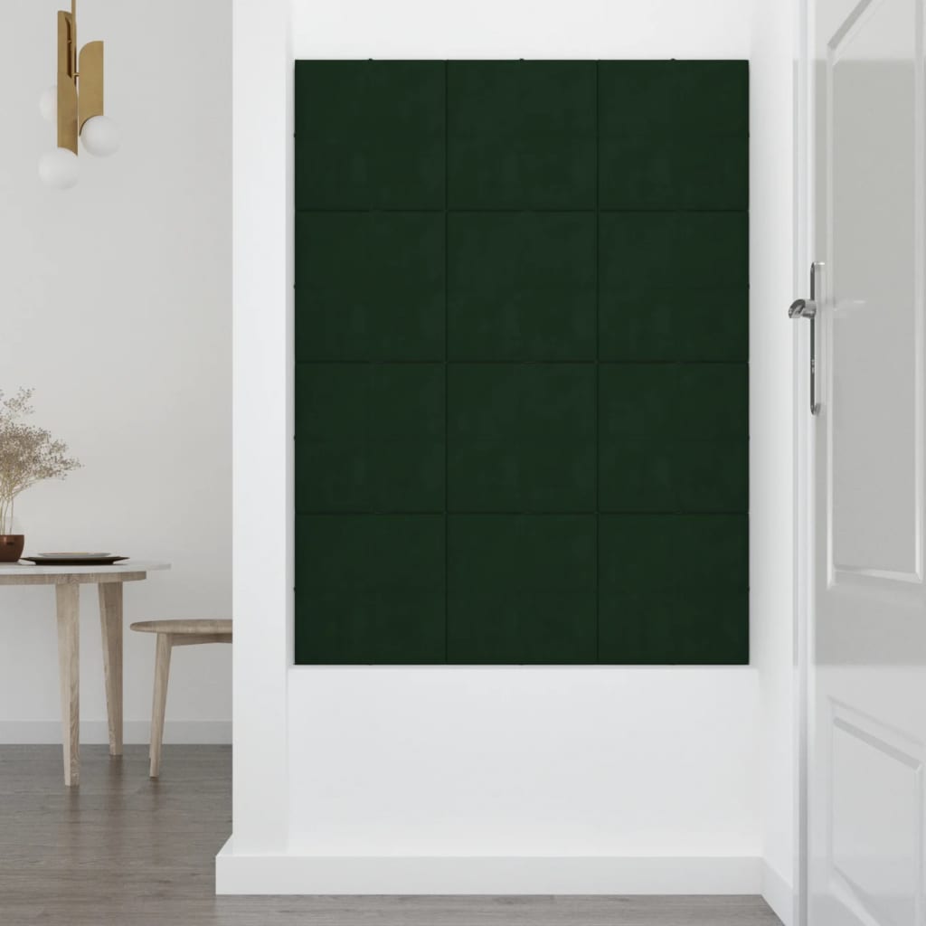 Pannelli Murali 12 pz Verde Scuro 60x15 cm Velluto 1,08 m² cod mxl 16911