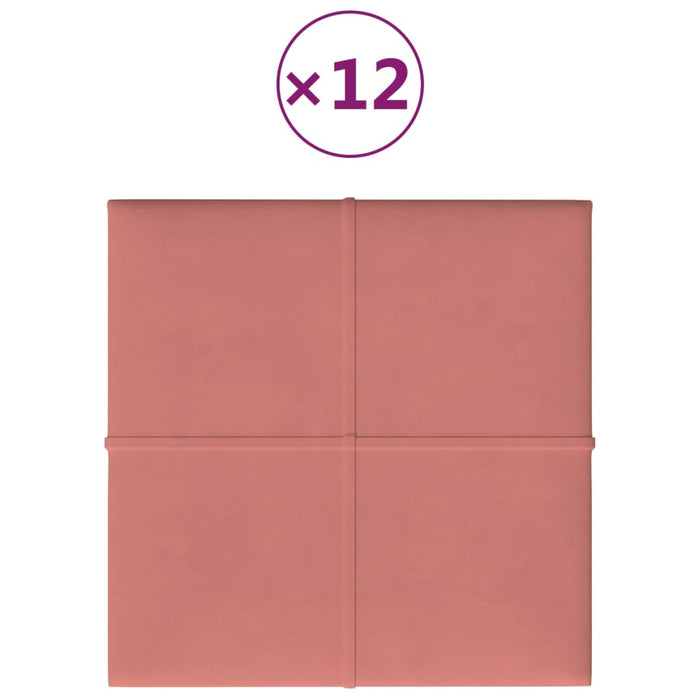 Pannelli Murali 12 pz Rosa 30x30 cm Velluto 1,08 m² 344045