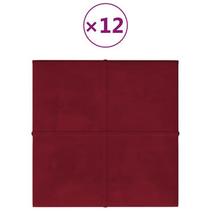 Pannelli Murali 12 pz Rosso Vino 60x15 cm Velluto 1,08 m² cod mxl 23444