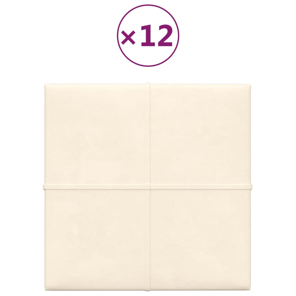 Pannelli Murali 12 pz Crema 30x30 cm Velluto 1,08 m² cod mxl 19062