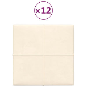 Pannelli Murali 12 pz Crema 30x30 cm Velluto 1,08 m² cod mxl 19062