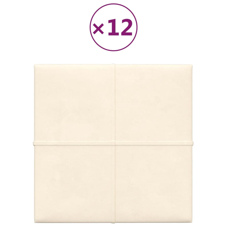 Pannelli Murali 12 pz Crema 30x30 cm Velluto 1,08 m² cod mxl 19062