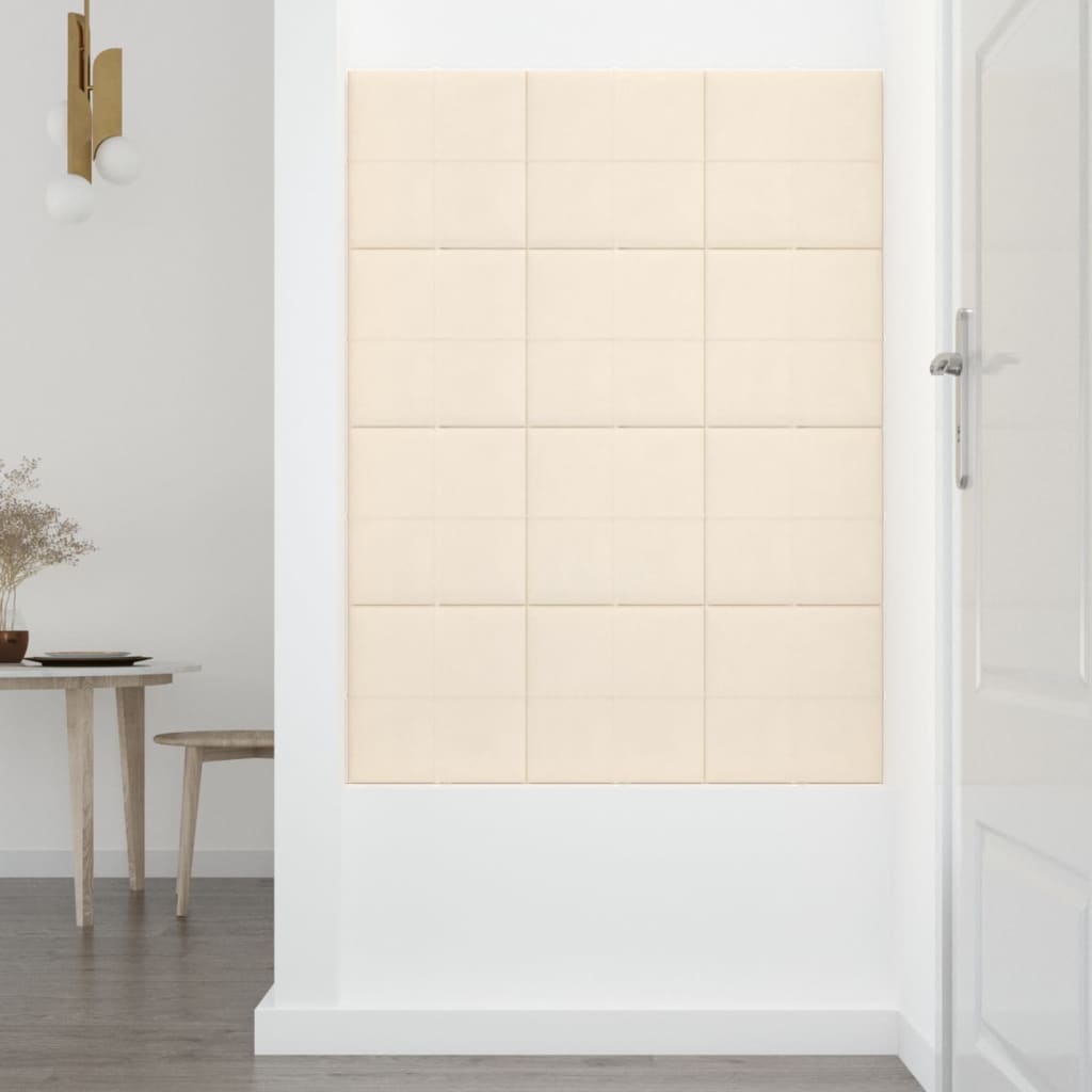 Pannelli Murali 12 pz Crema 30x30 cm Velluto 1,08 m² cod mxl 19062