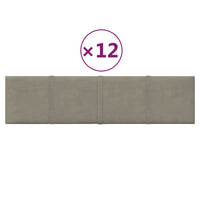 Pannelli Murali 12 pz Grigio Chiaro 60x15 cm Velluto 1,08 m² 344063