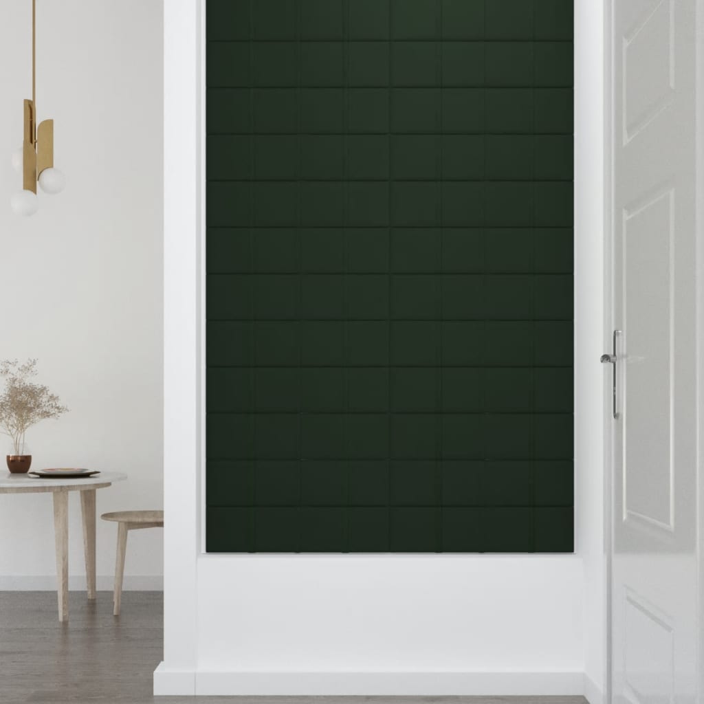 Pannelli Murali 12 pz Verde Scuro 60x15 cm Velluto 1,08 m²