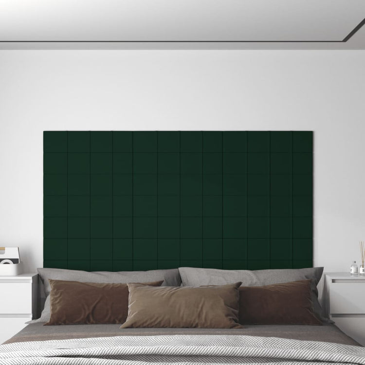 Pannelli Murali 12 pz Verde Scuro 60x15 cm Velluto 1,08 m²