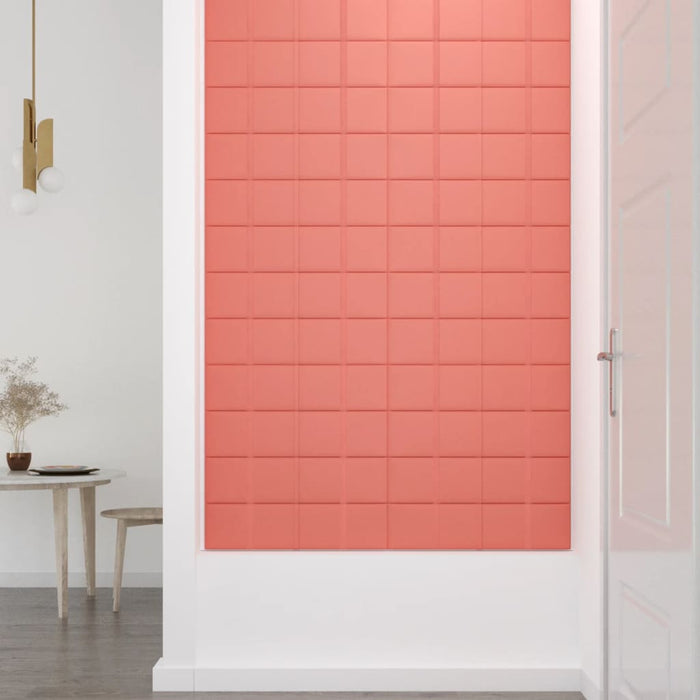 Pannelli Murali 12 pz Rosa 60x15 cm Velluto 1,08 m²