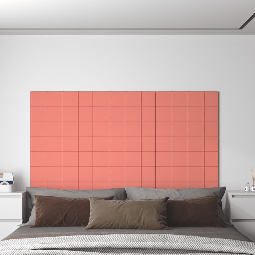 Pannelli Murali 12 pz Rosa 60x15 cm Velluto 1,08 m²