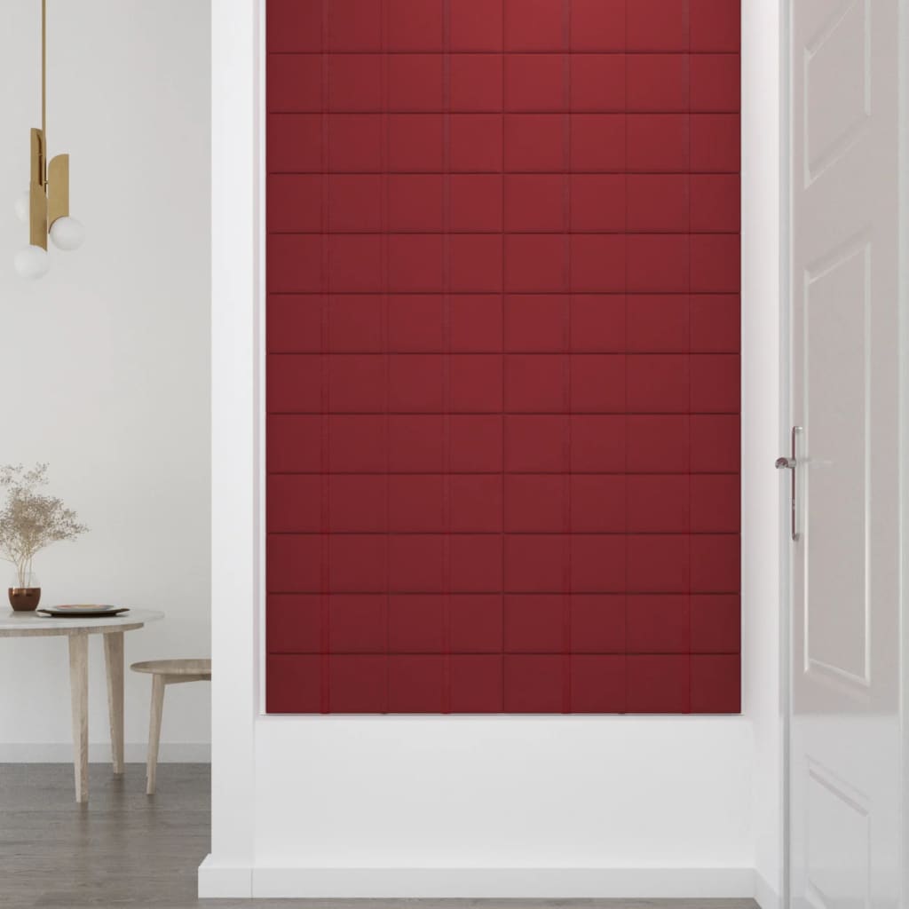 Pannelli Murali 12 pz Rosso Vino 60x15 cm Velluto 1,08 m²