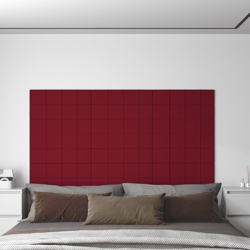 Pannelli Murali 12 pz Rosso Vino 60x15 cm Velluto 1,08 m²