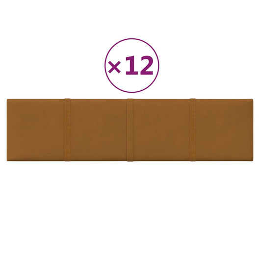 Pannelli Murali 12 pz Marroni 60x15 cm Velluto 1,08 m²