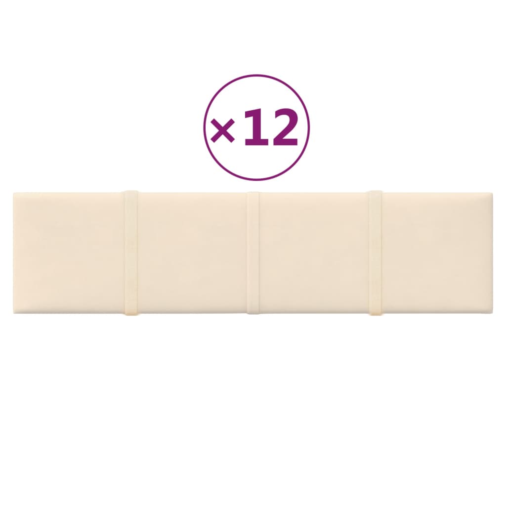 Pannelli Murali 12 pz Crema 60x15 cm Velluto 1,08 m² cod mxl 11760