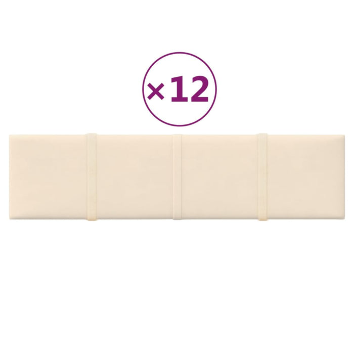 Pannelli Murali 12 pz Crema 60x15 cm Velluto 1,08 m² 344071